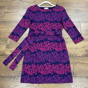 Lilly Pulitzer Dress Womens XS Jonah Jacquard Sweater Purple Pink‎ Navy Belted